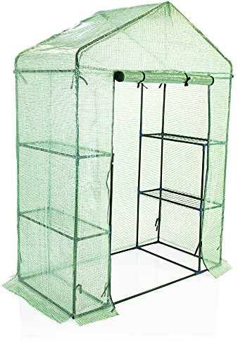 Greenhouse Green PVC Cover 4 Shelves 1.4m x 0.73m by Garden Universe WalkIn RollUp Door Polytunnel GH01G