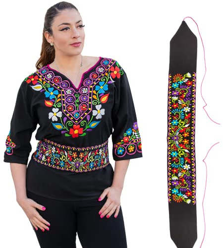 Cuitaxi The Original Embroidered Mexican Belt for Women Adjustable Made of Cotton|Embroidered belts for women|Cinturones de mujer bordados|mexican belt sash|women's belts embroidered