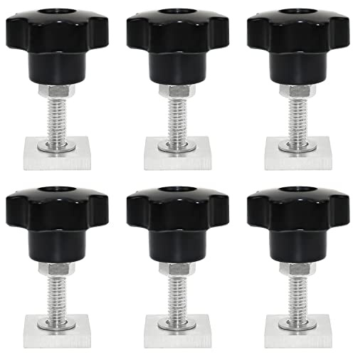 QIQN T-nut Adapter Nutensteine M6x35mm Nutsteine Dachträger Dachbox mit Muttern Sterngriffmutter und Unterlegscheiben für Dachbox Relingträger Kompatibel zu Thule (6er Set 20 x 20mm)