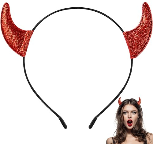 Spooktacular Creations Halloween Cornes de Diable Rouge Bandeau Cornes de Diable Chapeaux Cornes de Démon Rouge Bandeau Diable Accessoires pour Enfants Femmes Hommes Fête d'Halloween