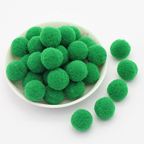 20mm ca. 50 Stück Bunte Mini Pompons zum Basteln filzkügelchen Bunt pom pom Bälle Kleine Bommeln Flauschigen Plüschbälle für Dekorieren Verzieren Nähen DIY Kreativen Handwerk,Grün D