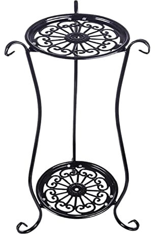 Blumenständer Pflanzenständer Blumentreppe Blumenständer Aus Metall, 2 Ebenen, Blumentopfständer, Indoor-Outdoor-Dekoration, Topfdisplay Blumenbank Pflanzenregal Blumenregal ( Blue : Black , Size : 33