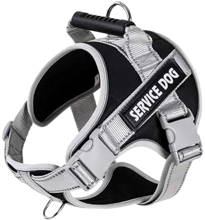 AiTodos® Anti-Pull-Hundegeschirr S, Schwarz und Grau, Einfach zu Tragendes, Verstellbares, Atmungsaktives Taktisches Geschirr für Mittelgroße Hunde, Langlebige Reflektierende Weste.