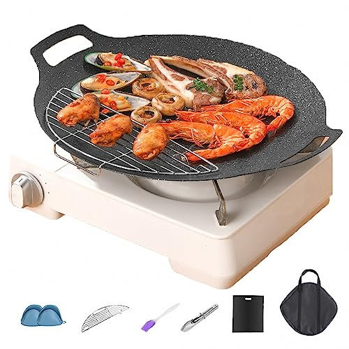 AXTMR Sartén parrilla teppanyaki, placa barbacoa antiadherente, se necesita usar con estufa, no contamos con estufa a gas,Black,36cm