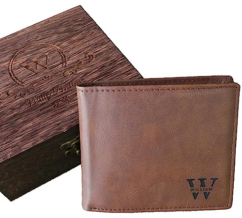 Personalisierte PU Leder Geldbörse für Männer mit Foto Gravur - perfekt für Geburtstage, Hochzeiten, Jahrestage als Geschenk für Papa, Familie oder Freunde