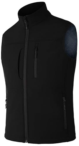 Zzkouine Stichschutzweste Herren Tarnweste Für Männer Leichte Mit Fleece Gefütterte Ärmellose Softshell Jacke Für Golf 2 Versteckte Taschen Leichtes Wasserabweisendes Material Für Reisen Schwarz