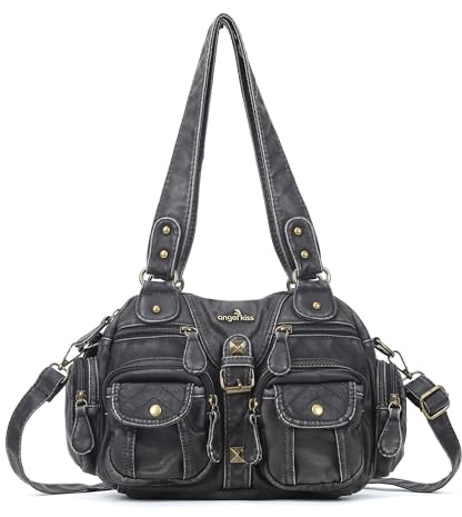 Angel Kiss Handtaschen, Umhängetaschen, Damen, Leder, große Kapazität, Umhängetasche, Damen, PU-Leder, mit verstellbarem Schultergurt, Messenger-Tasche für Büro, Shopping, Reise