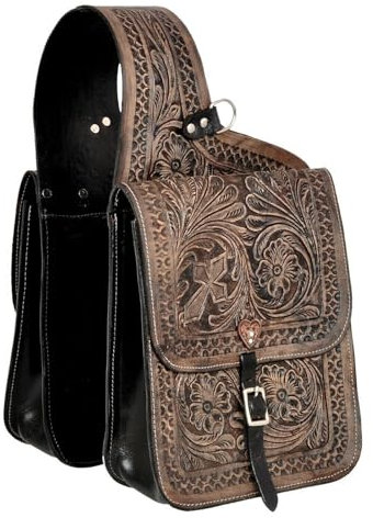 WILDRACE Western-Satteltasche aus Pferdeleder, strapazierfähig, für traditionelle Trail-Fahrten | Satteltasche | Pferdesatteltasche | Western-Satteltasche | Ledersatteltaschen für Pferde (STYLE-18)