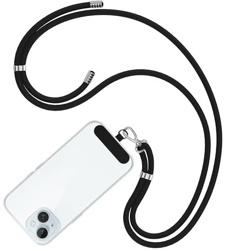 COCASES Handyband Universal zum Umhängen- Handyband aus Nylon kompatibel mit jeden Smartphones, Handygurt Umhängenband mit Kordel(Schwarz)