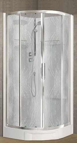 Novellini New Holiday R90 Standard 90 x 90 cm Cabine de douche multifonction Courbe ronde 2 portes coulissantes et 2 fixes angle gauche droit mitigeur mécanique verre Aqua profil Silver hauteur 206 cm