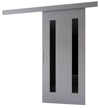 MINIO go for it - Schiebetür Komplettset CLEAN H, 96 cm Breit, Schiebetüren, Wandmontage, Schiebetürsystem, Zimmertüren - Grau Matt