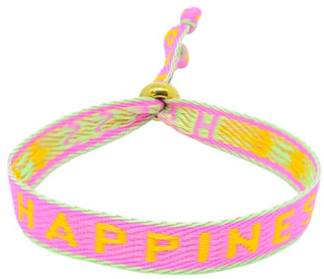 Selfmade Jewelry – Statement Festival armband tyg armband damer tygarmband i rosa för festival outfit kvinnor (HAPPINESS (rosa-orange-grön)), Adjustable, Polyester, Ingen ädelsten