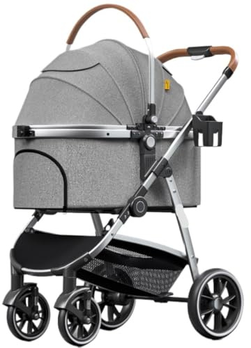 Hundewagen Hundebuggy Katzenwagen Faltbarer Reise-Haustier-Kinderwagen Für Kleine Mittelgroße Hunde Und Katzen, Hunde-Kinderwagen Mit Abnehmbarem Träger, Rahmen Aus Aluminiumlegierung Haustier-Kinderw
