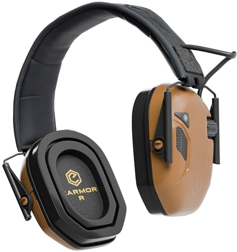 Earmor M300T - Protección auditiva electrónica con cápsula de disparo Bluetooth, orejeras de amortiguación de ruido para caza, disparo, aislamiento, valor SNR, 29 dB, control dinámico de ruido, Marrón