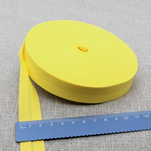 Schrägband Baumwolle 20mm Gefalzt 37 Farben zum nähen Nahtband (Gelb,10 Metre)