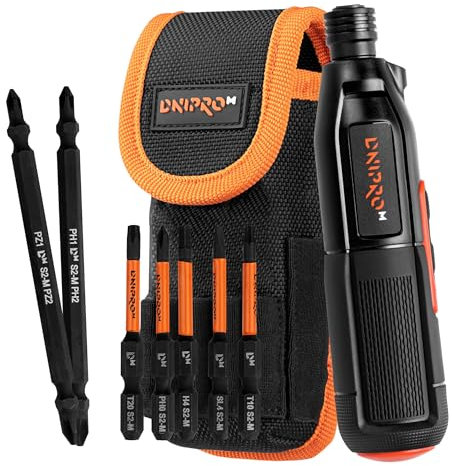 Dnipro-M CSD-36X Electric Screwdriver, Mini Cordless Screwdriver with Case, 3.6V, 850mAh, 280 RPM, LED Light & Bit Set, USB Type-C Cable