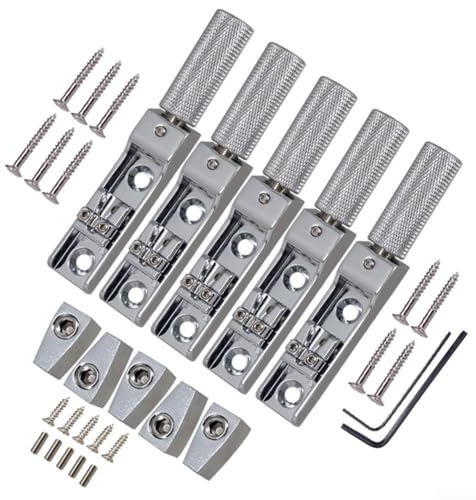Einzelsaiten-Brückensystem für feste Bass, Headless Bridge System für optimale Leistung auf 4 6 Saiteninstrumenten mit Materialien (Silber 5 Stück)