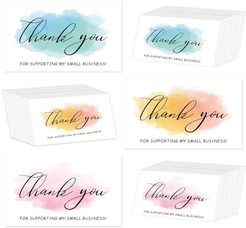 VPB 90 Pezzi Biglietti di Ringraziamento,Thank you card small business,Thank you card Biglietti Vuoti all'interno,Grazie per Aver Ordinato i biglietti d'auguri