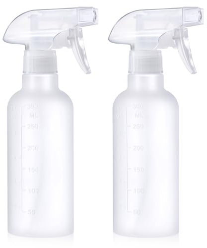 VEXPLO Spruzzino Nebulizzatore, Spruzzino Acqua per Capelli Ricci la Piante Pulizia Animali, Regolabile Mist/Stream, Bottiglie Spray Vuote Piccola in Plastica Senza BPA da 300ml, Confezione da 2