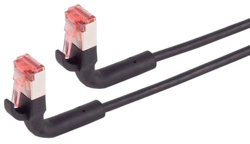 Cable de red de 3,0 m, 1 pieza, cable de conexión Cat.6A, manguito de cable flexible de 90 grados en todas las direcciones - Conector RJ45 - 10 Gbit/s - Cable Ethernet altamente flexible para LAN DSL