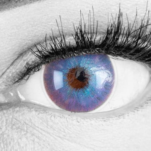 MeralenS Violette Lila Crazy Fun Kontaktlinsen 'Psy' ohne Stärke mit gratis Linsenbehälter - Topqualität zu Fasching, Karneval und Halloween