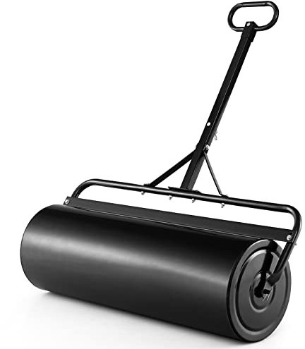 SOARS Rullo da Giardino Ø40 cm e 90 di Larghezza, Rullo da Prato in Metallo Manuale e per Trattorino, Rullo con Raschiatore Antisporco e Riempibile con Acqua/Sabbia (Nero, 113L)