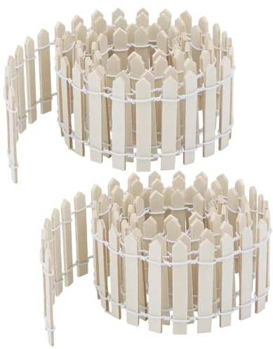 2uds Mini Valla de Jardín de Hadas, 90 cm Valla Decorativa Madera, Adorno Paisaje en Miniatura para Casa Muñecas, Manualidades, Diorama, Maceta (Color Madera)