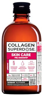 COLLAGEN SUPERDOSE Piel Radiante BY GOLD COLLAGEN- Colágeno Marino Hidrolizado (75g) - Complemento Líquido para Piel, Cabello y Uñas con Ácido Hialurónico, Vitamina C, Biotina, Zinc - 30 Días 300 ml