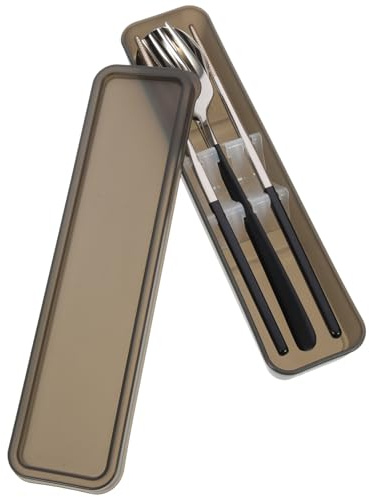 HOMOBABE 1 juego Cubiertos Inoxidable para Viaje Kit de Utensilios Portátil con Estuche para Camping Picnic y Uso Diario Incluye Palillos y Accesorios de Limpieza
