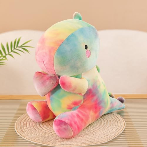 BUERPINKING Dino Kuscheltier with Holding Heart, Dinosaurier Kuscheltier für Kinder Kissen, Spielzeug 30CM (Bunt)