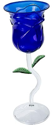 MUCKLILY Verre à Vin De Rose Bleu Verre à Cocktail Élégant Et Original Pour Bar Et Fête