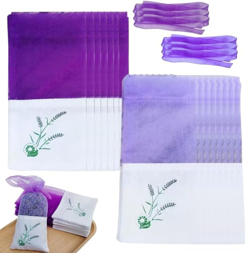 30 Stück Lavendelsäckchen Leer, Lavendelsäckchen zum Befüllen, Stoffsäckchen für Lavendel mit Kordelzug, Gaze Säckchen für Lavendel Gewürz Kräuter