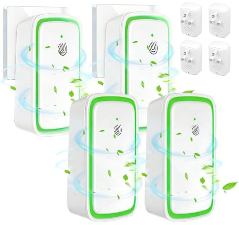 Plug in Air Purifier, ADDLIVE 4 Pack Air Purifier for Bedroom Smokers, Mini Ionic Ai-r Purifi-er with Nightlight for Smokers Pets Dust Toilet Office Room, 3 Gear Quiet