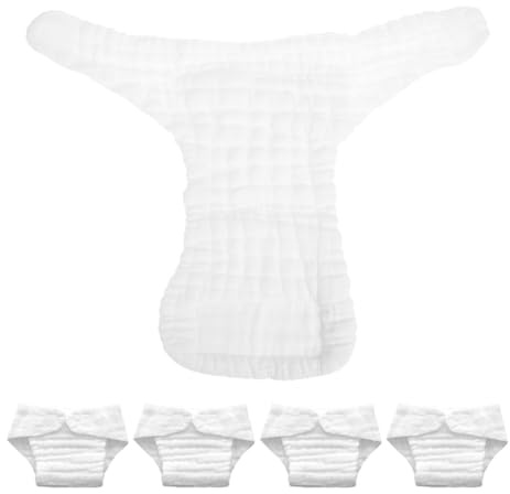 GLSTOY 5Pcs Reusable Cotton Diaper Inserts Washable Cloth Nappy Liners Breathable Absorbent Booster Pads White Size L for 9-15 Months 10-15Kg Infants