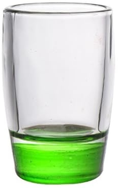GLigeT Succhi Bicchierino da shot con base colorata, bicchieri trasparenti 1,5 oz pesante for whisky, tequila, vodka, liquori e superalcolici Soda(Green)