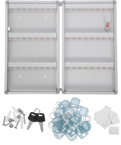 NUOBESTY Armoire à Clés Murale en Alliage D'aluminium Verrouillable avec 48 Crochets et Étiquettes Boîte à Clés avec Cadenas pour Gestion Sécurisée Bureau Voiture Rangement Mural