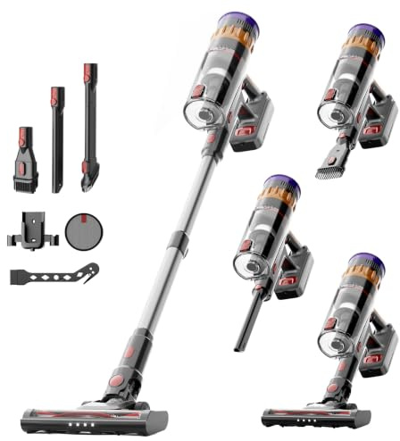 Lefant V1 Aspirador Sin Cable 40 kPa Potente, 3 Velocidades, Filtración de 5 Capas, Pantalla LED Táctil, Cepillo con LED, Tubo Telescópico, Ideal para Toda la Casa