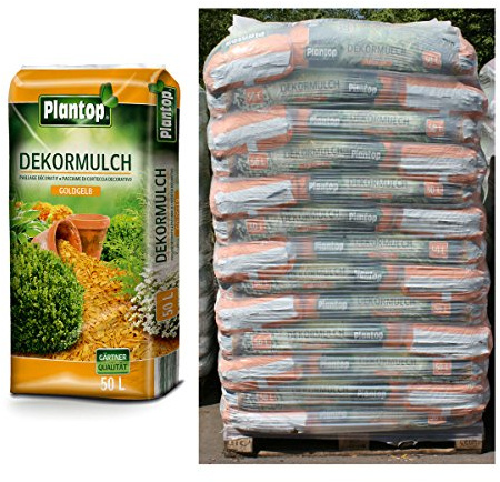 20 Sack Dekormulch Goldgelb mit je 50 Liter = 1000 Liter Plantop Mulch