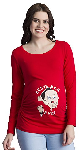 Best Mom Ever – mammaskjorta med motiv sweatshirt graviditetströja för graviditet, långärmad, röd, M