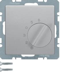 Termostato con conmutador y tapa central, Q.x, aluminio