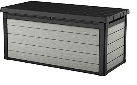 Keter Denali 570 L, Auflagenbox - Wetterfeste Kissenbox mit Sitzfunktion, Grau, 151,7 x 72,5 x 70 cm