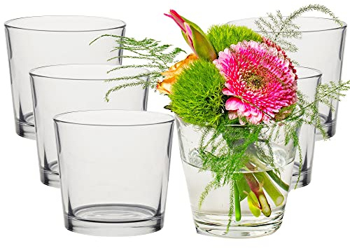 6 x Windlichter Lilly aus Glas, konisch Ø 10 cm H 9 cm - Teelichtgläser | Teelichthalter - Vorspeisengläser - Dessertgläser - Vasen