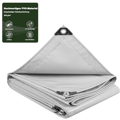 Laneetal Abdeckplane PVC Winterschutz wasserdicht reißfest 3x4m Grau
