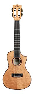 KALA KA-ASFM-C-C - Solid Flame Maple Concert Ukulele, with Cutaway and Case (UC-C)