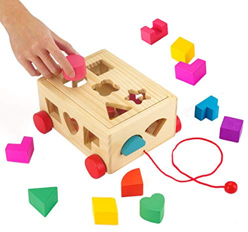 Surplex Steckwürfel aus Holz, Pädagogisches Spielzeug Motorikwürfel Vorschule Montessori Entwicklungsspielzeug Sortier Stapel Steckspielzeug Geometrische Tafel, Geburtstag für Kinder ab 3 Jahre