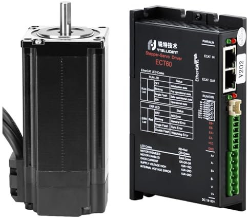 Rtelligent Closed-Loop-Schrittmotortreiber-Kit ECT60 + 57AM30ED Busgesteuerte Hochleistungsunterstützung für COE, CSP, PP, PV und Homing Modus mit EtherCAT Kommunikation Nema 23 3NM Hybrid Bipolar CNC