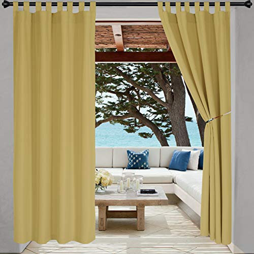 LORDTEX Indoor/Outdoor Vorhänge – wasserdichte Schlaufen-Top-Terrassenvorhänge, Sonnenschutz, Set mit 2 Paneelen, wärmeisoliert, Vorhang für Veranda, Pergola, Cabana, 132.1 x 213.4 cm, Sonnendach