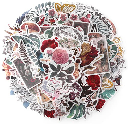 240 Stück Blumen-Aufkleber, Scrapbooking-Aufkleber Goldfolie Laptop-Aufkleber, Kleiner Aufkleber für Laptop, Teenager, Mädchen, Vintage-Aufkleber für Kunstwerke, Bullet Journal, Kalender, Grußkarten