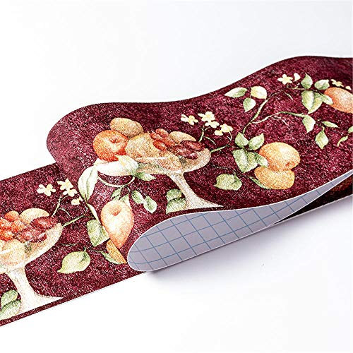 WMHDSJ Tapetenbordüre selbstklebend Rote Früchte Badezimmer Wohnzimmer Küche Abnehmbare Taille Wandtattoo Wasserdicht Bodenleiste PVC Dekorative Bordüre 10.5cm X 500cm