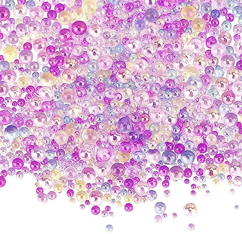 OLYCRAFT 225g 0.4~3mm Resin Bubble Beads No Hole Micro Caviar Beads Iridescent Water Droplets Bubble Beads Resin Inclusion fillers Tiny Glass Beads for Resin Crafting and Nail Arts Design